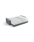 Canapé d'angle en velours convertible avec rangement Belfast 3 places bleu gris - 240x149x84 cm