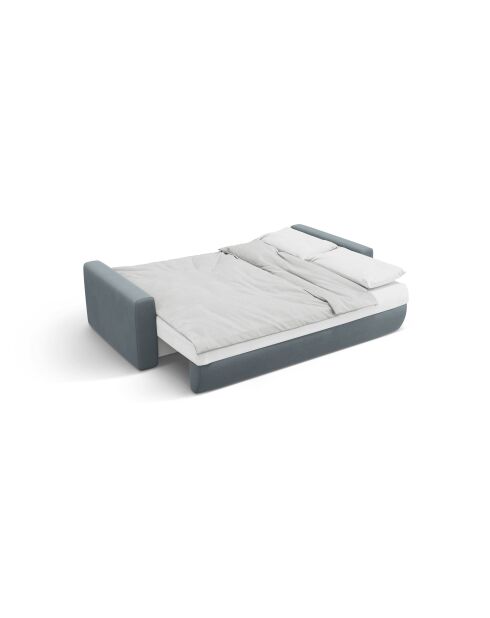 Canapé d'angle en velours convertible avec rangement Belfast 3 places bleu gris - 240x149x84 cm