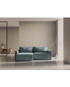 Canapé d'angle en velours convertible avec rangement Belfast 3 places bleu gris - 240x149x84 cm