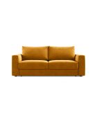 Canapé convertible velours Grena 3 places jaune - 205x100x90 cm