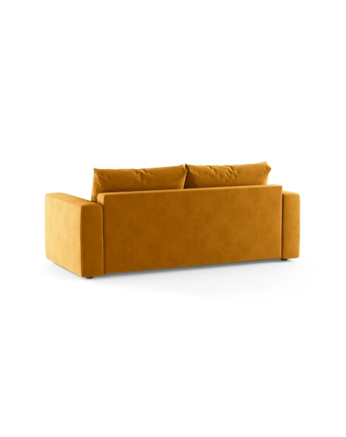 Canapé convertible velours Grena 3 places jaune - 205x100x90 cm