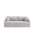 Canapé convertible velours Shannon 3 places gris clair - 209x94x87 cm