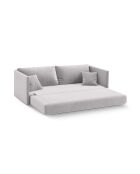 Canapé convertible velours Shannon 3 places gris clair - 209x94x87 cm
