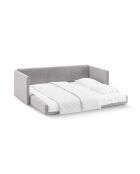 Canapé convertible velours Shannon 3 places gris clair - 209x94x87 cm