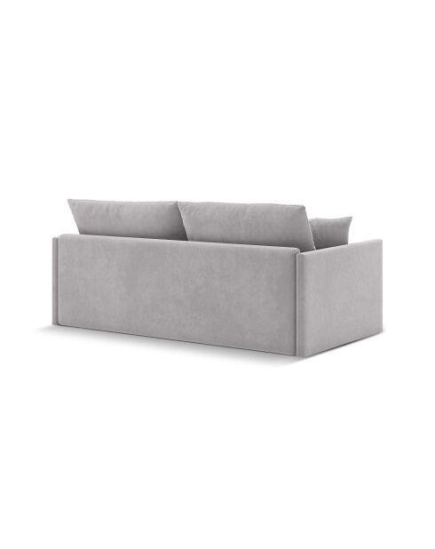 Canapé convertible velours Shannon 3 places gris clair - 209x94x87 cm