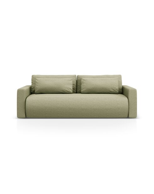 Canapé convertible avec coffre de rangement Belfast 3 places olive - 238x105x84 cm
