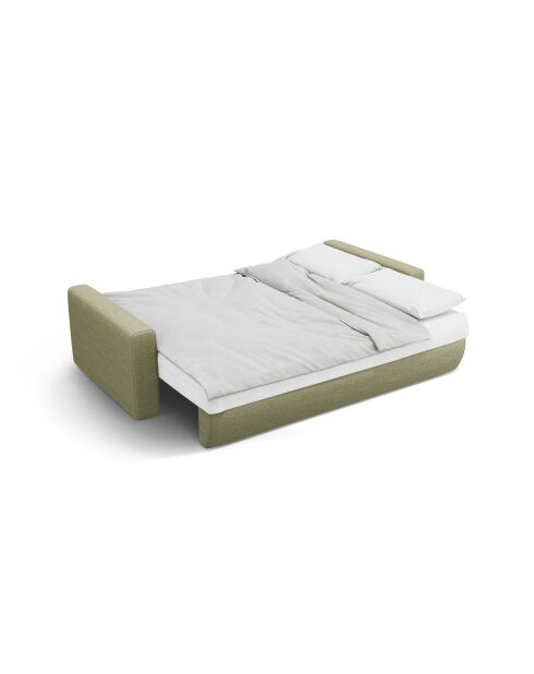 Canapé convertible avec coffre de rangement Belfast 3 places olive - 238x105x84 cm