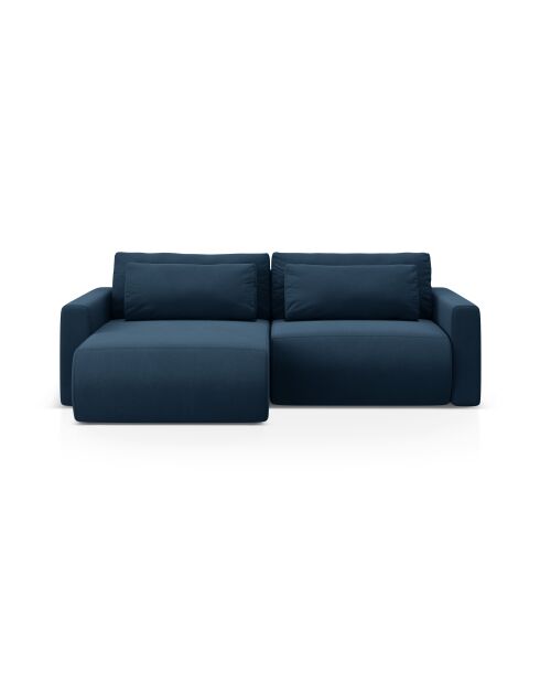 Canapé d'angle en velours convertible avec rangement Belfast 3 places bleu roi - 240x149x84 cm