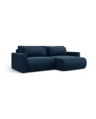 Canapé d'angle en velours convertible avec rangement Belfast 3 places bleu roi - 240x149x84 cm
