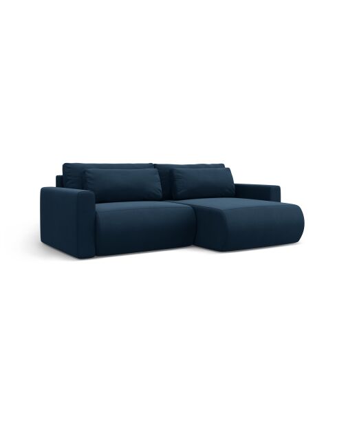 Canapé d'angle en velours convertible avec rangement Belfast 3 places bleu roi - 240x149x84 cm