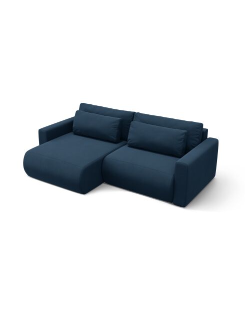 Canapé d'angle en velours convertible avec rangement Belfast 3 places bleu roi - 240x149x84 cm
