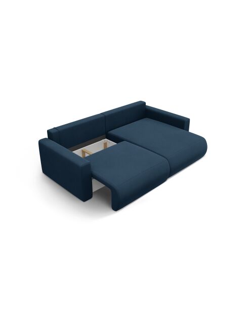 Canapé d'angle en velours convertible avec rangement Belfast 3 places bleu roi - 240x149x84 cm