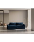 Canapé d'angle en velours convertible avec rangement Belfast 3 places bleu roi - 240x149x84 cm
