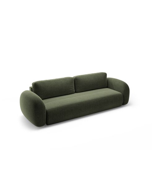Canapé convertible avec coffre de rangement Tonale 3 places vert - 262x105x88 cm