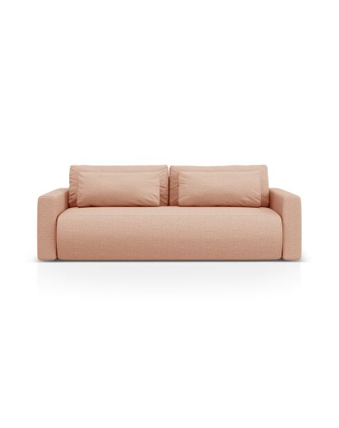 Canapé convertible avec coffre de rangement Belfast 3 places pêche - 238x105x84 cm