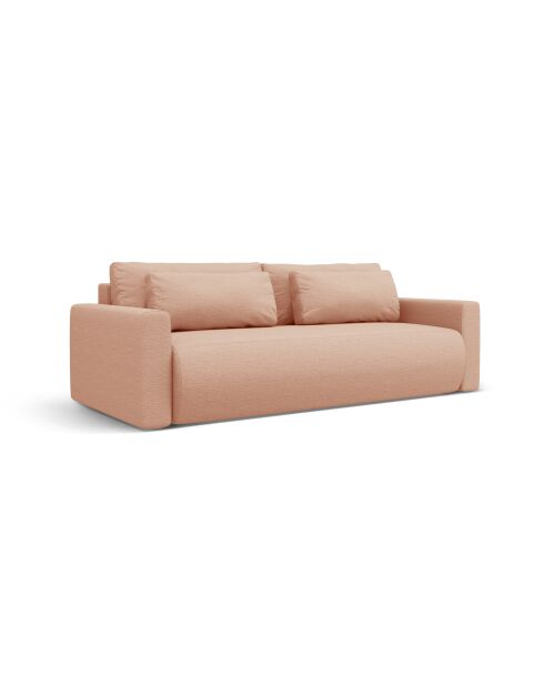 Canapé convertible avec coffre de rangement Belfast 3 places pêche - 238x105x84 cm