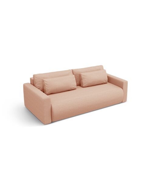 Canapé convertible avec coffre de rangement Belfast 3 places pêche - 238x105x84 cm
