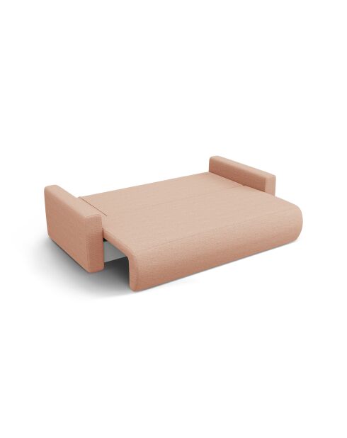 Canapé convertible avec coffre de rangement Belfast 3 places pêche - 238x105x84 cm