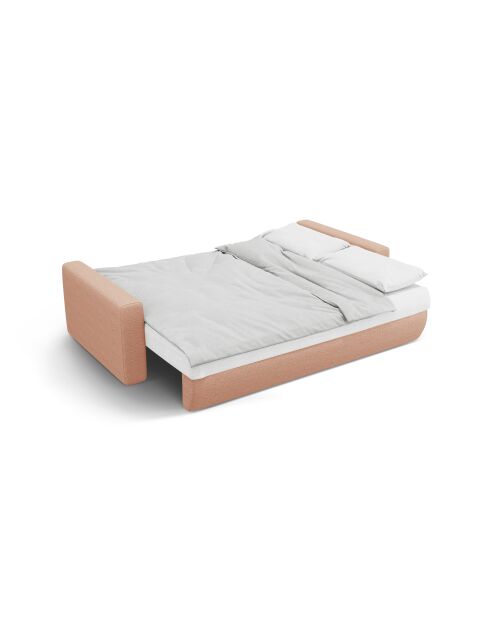 Canapé convertible avec coffre de rangement Belfast 3 places pêche - 238x105x84 cm