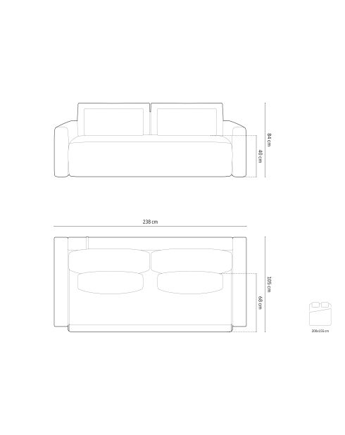 Canapé convertible avec coffre de rangement Belfast 3 places pêche - 238x105x84 cm