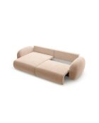 Canapé d'angle en velours convertible avec rangement Tonale 4 places amande beige - 262x149x88 cm