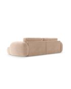 Canapé d'angle en velours convertible avec rangement Tonale 4 places amande beige - 262x149x88 cm