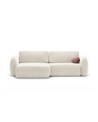Canapé d'angle en velours convertible avec rangement Tonale 4 places ivoire - 262x149x88 cm