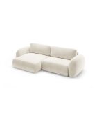 Canapé d'angle en velours convertible avec rangement Tonale 4 places ivoire - 262x149x88 cm