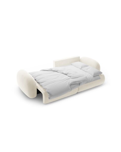 Canapé d'angle en velours convertible avec rangement Tonale 4 places ivoire - 262x149x88 cm