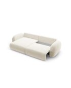 Canapé d'angle en velours convertible avec rangement Tonale 4 places ivoire - 262x149x88 cm