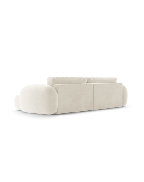 Canapé d'angle en velours convertible avec rangement Tonale 4 places ivoire - 262x149x88 cm