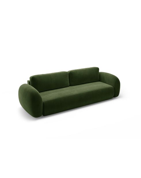 Canapé velours convertible avec coffre de rangement Tonale 3 places vert de l'armée - 262x105x88 cm