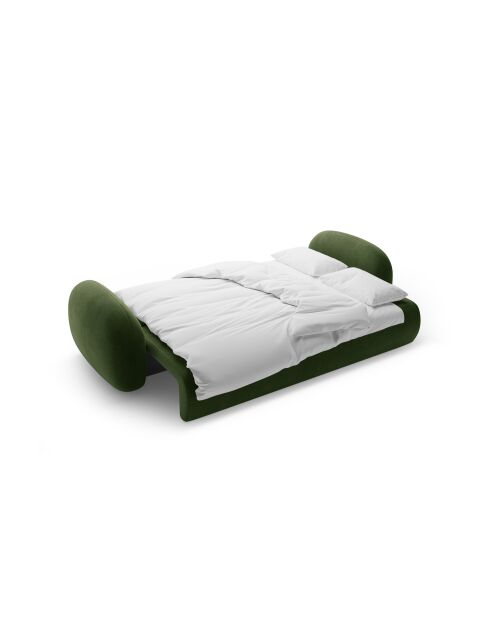 Canapé velours convertible avec coffre de rangement Tonale 3 places vert de l'armée - 262x105x88 cm