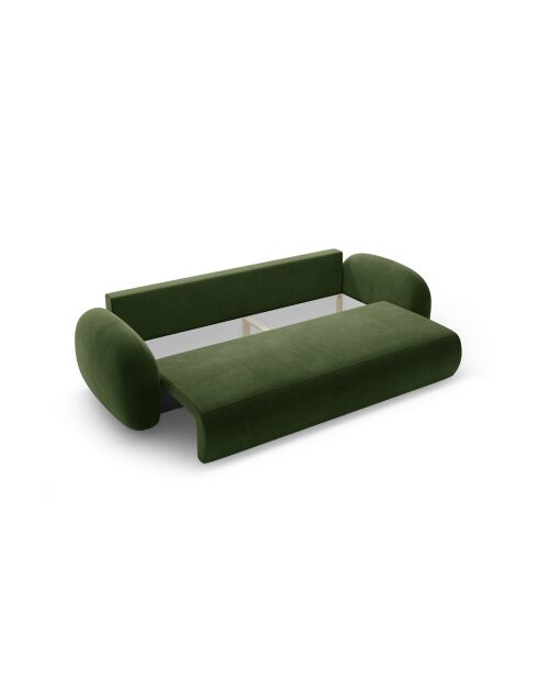 Canapé velours convertible avec coffre de rangement Tonale 3 places vert de l'armée - 262x105x88 cm