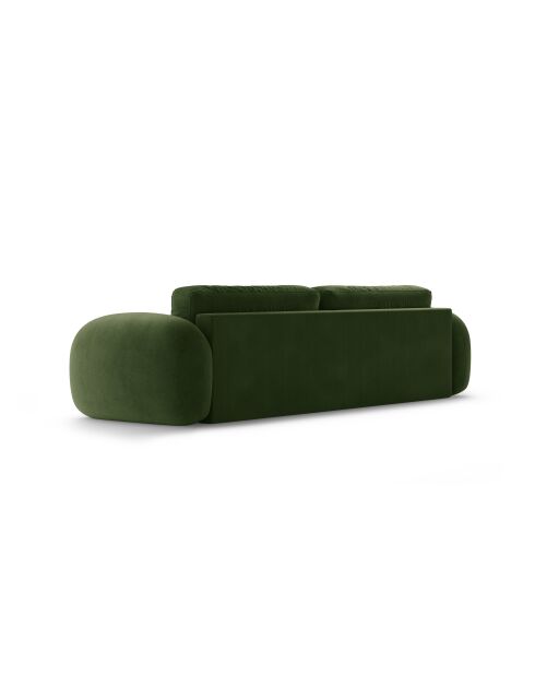 Canapé velours convertible avec coffre de rangement Tonale 3 places vert de l'armée - 262x105x88 cm