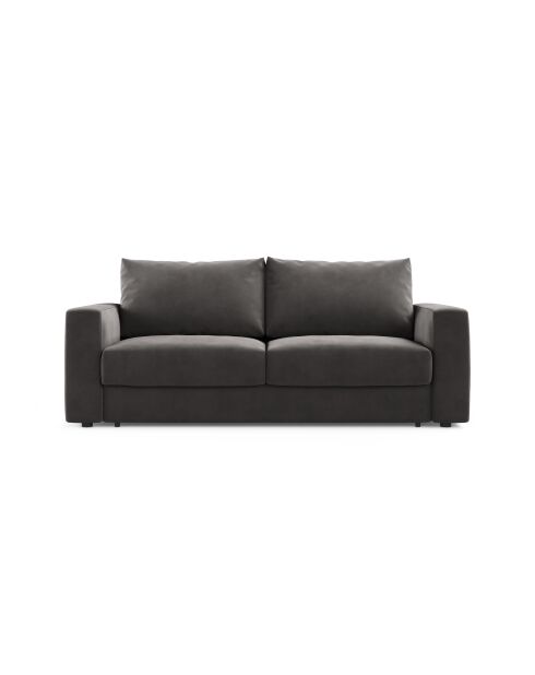 Canapé convertible velours Grena 3 places gris foncé - 205x100x90 cm