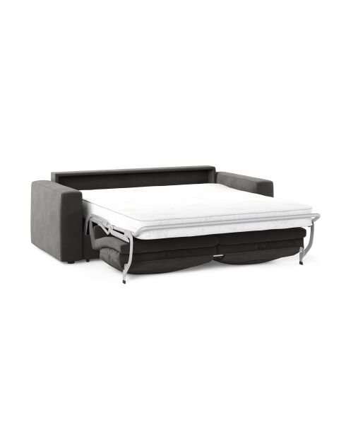 Canapé convertible velours Grena 3 places gris foncé - 205x100x90 cm