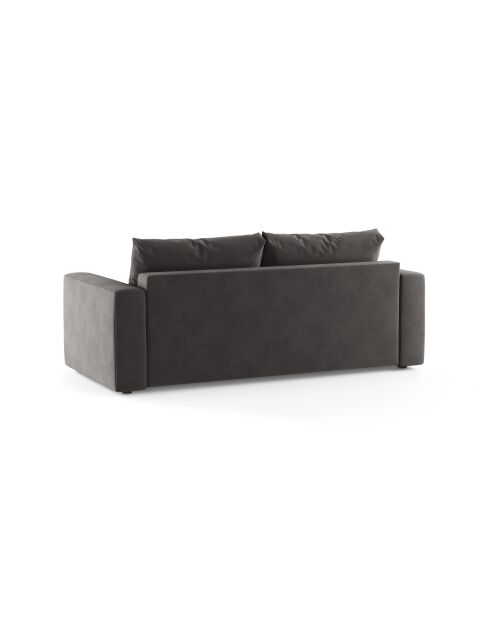 Canapé convertible velours Grena 3 places gris foncé - 205x100x90 cm