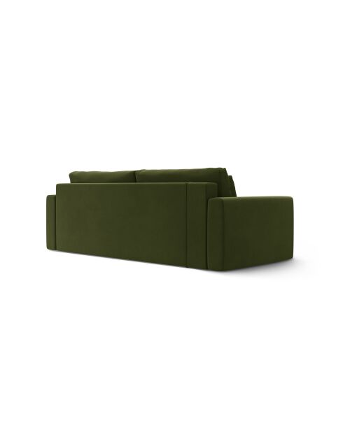 Canapé velours convertible avec coffre de rangement Belfast 3 places vert de l'armée - 238x105x84 cm