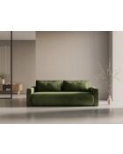 Canapé velours convertible avec coffre de rangement Belfast 3 places vert de l'armée - 238x105x84 cm
