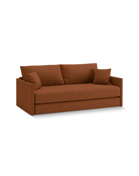 Canapé convertible Shannon 3 places brique - 209x94x87 cm