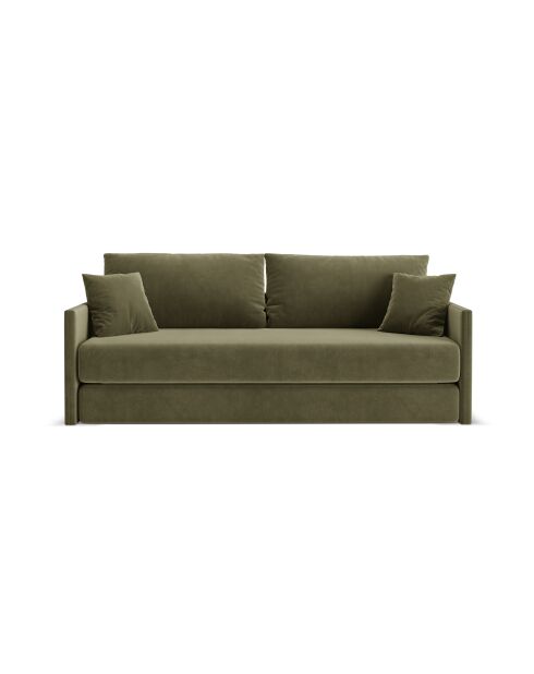 Canapé convertible velours Shannon 3 places vert - 209x94x87 cm