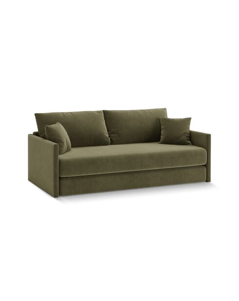 Canapé convertible velours Shannon 3 places vert - 209x94x87 cm
