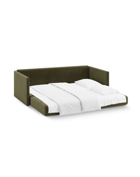 Canapé convertible velours Shannon 3 places vert - 209x94x87 cm