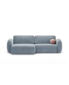 Canapé d'angle en velours convertible avec rangement Tonale 4 places bleu gris - 262x149x88 cm