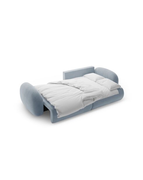 Canapé d'angle en velours convertible avec rangement Tonale 4 places bleu gris - 262x149x88 cm