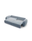 Canapé d'angle en velours convertible avec rangement Tonale 4 places bleu gris - 262x149x88 cm