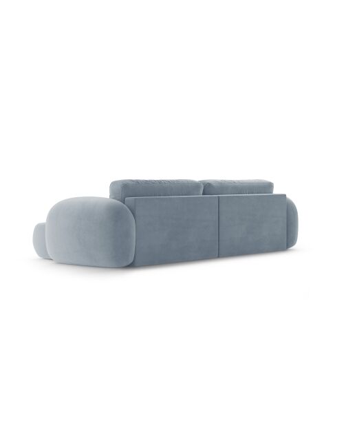 Canapé d'angle en velours convertible avec rangement Tonale 4 places bleu gris - 262x149x88 cm
