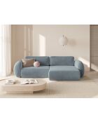 Canapé d'angle en velours convertible avec rangement Tonale 4 places bleu gris - 262x149x88 cm