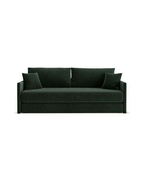 Canapé convertible velours Shannon 3 places vert bouteille - 209x94x87 cm